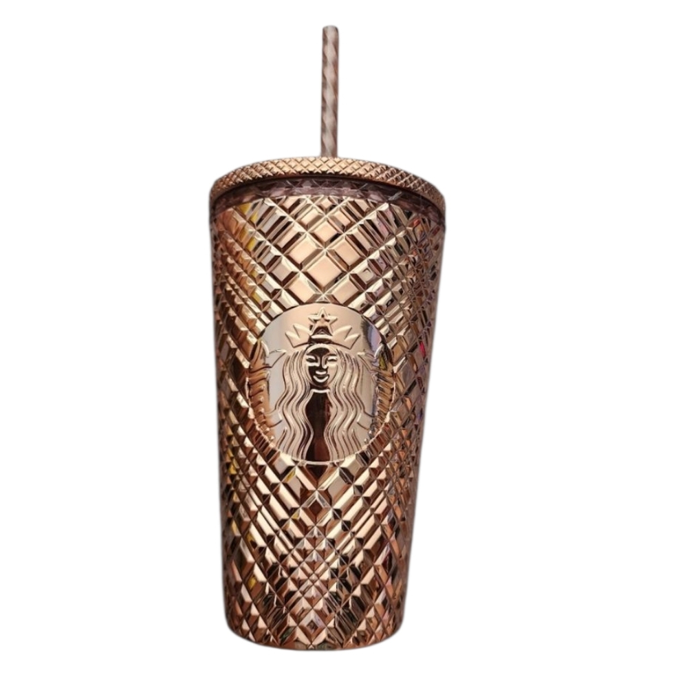 Starbucks Jeweled Rose Gold Tumbler Metallic Feminine
